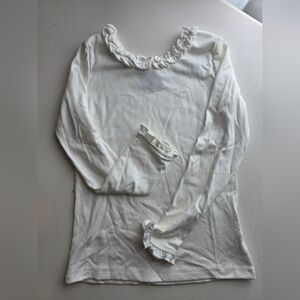 SweetHoney White Ruffle Long Sleeve Tee